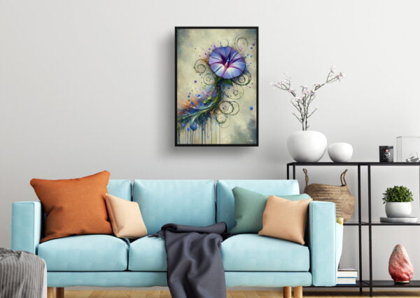 oil whimsical flowers morning gloryipomoea purpurea living room