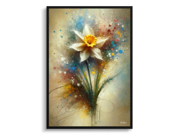 oil whimsical flowers narcissus jonquildaffodil front view