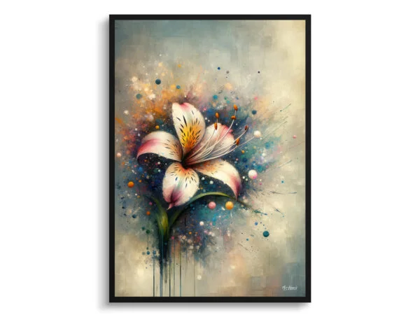 Natal Lily (Clivia) Oil Painting Style Art Print - Whimsical Painting Framed Plant Wall Art