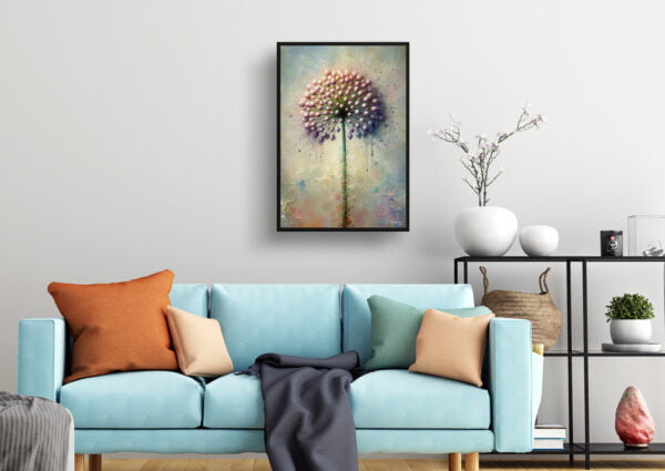 oil whimsical flowers ornamental onionallium nigrum living room