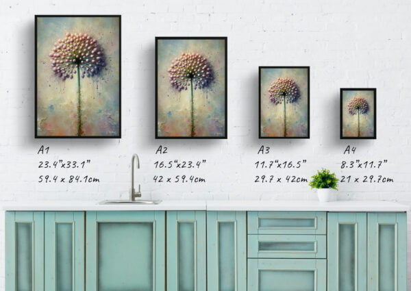 oil whimsical flowers ornamental onionallium nigrum print size comparison