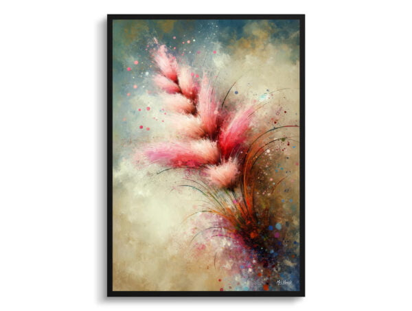 oil whimsical flowers pink muhly grassmuhlenbergia front view