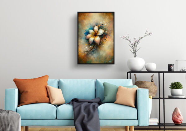 oil whimsical flowers plumeriafrangipani living room