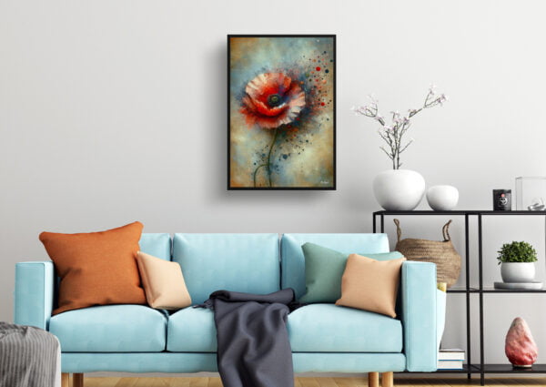 oil whimsical flowers poppypapaver rhoeas living room