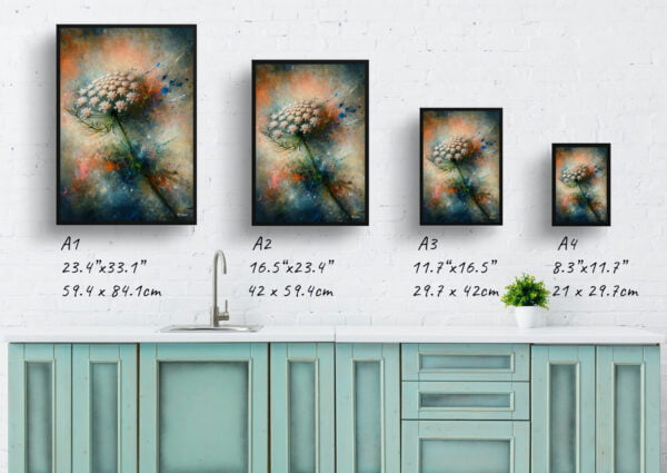 oil whimsical flowers queen annes lacedaucus carota print size comparison