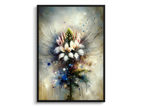 oil whimsical flowers spider flowercleome front view