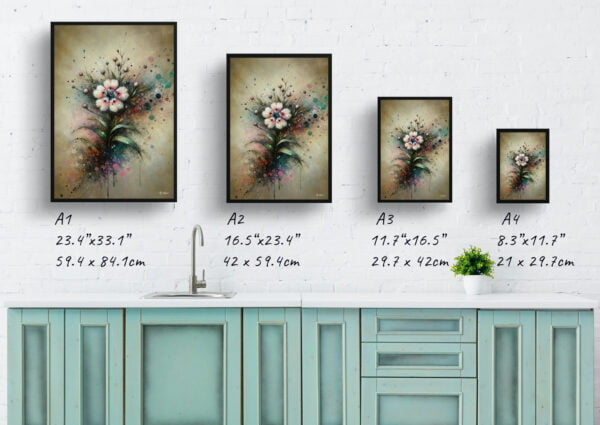 oil whimsical flowers sweet rockethesperis matronalis print size comparison