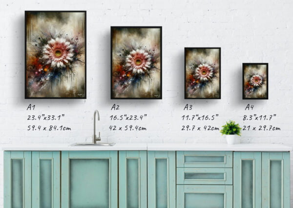 oil whimsical flowers transvaal daisygerbera print size comparison