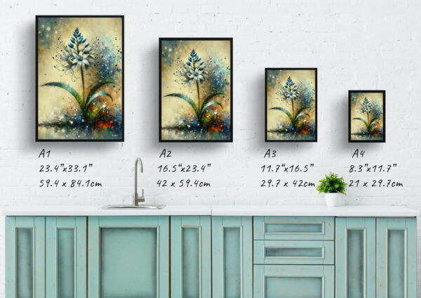 oil whimsical flowers two leaf squillscilla bifolia print size comparison