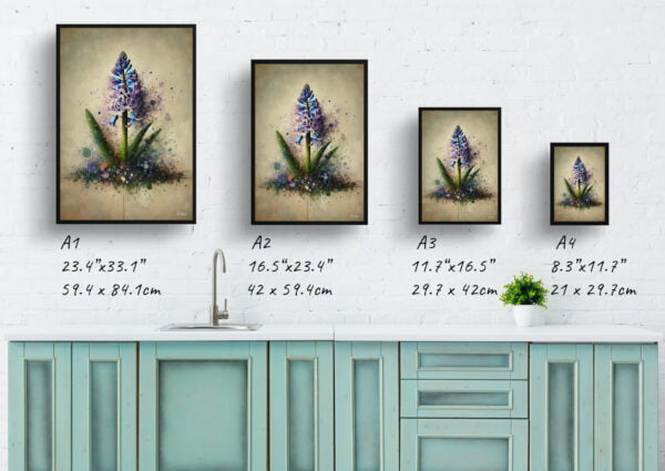 oil whimsical flowers wild hyacinthscamassia leichtlinii print size comparison