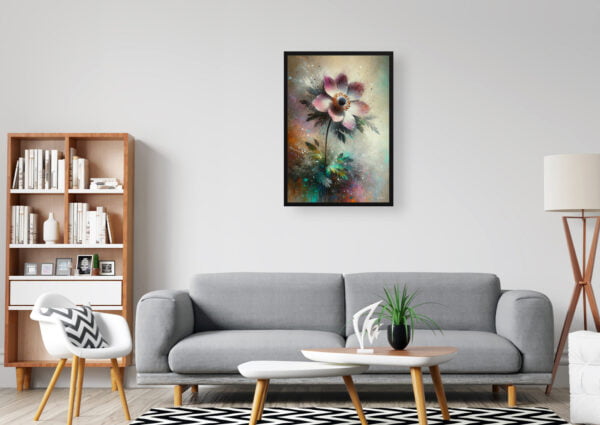 oil whimsical flowers windfloweranemone office