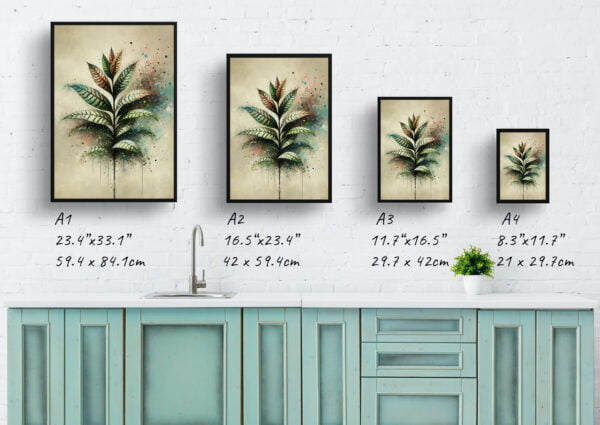 oil whimsical home plants chinese evergreenaglaonema commutatum print size comparison