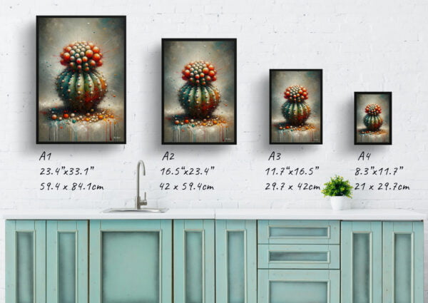 oil whimsical home plants dwarf turks cap cactusmelocactus matanzanus print size comparison