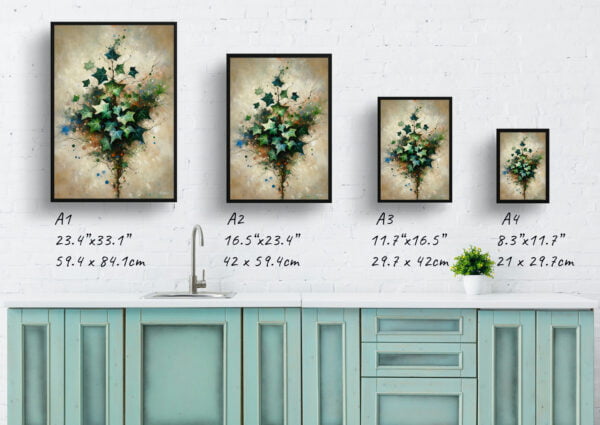 oil whimsical home plants english ivyhedera helix print size comparison