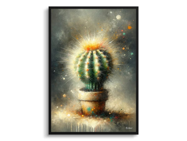 oil whimsical home plants golden barrel cactusechinocactus grusonii front view