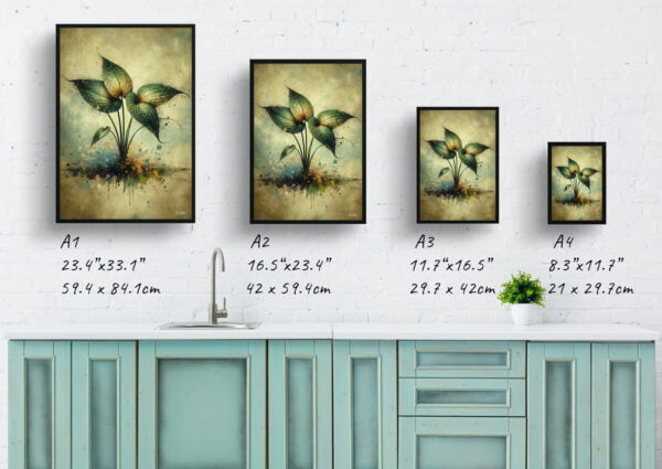 oil whimsical home plants homalomena army print size comparison