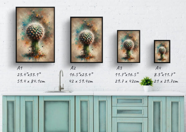 oil whimsical home plants indian head cactusparodia cactus print size comparison