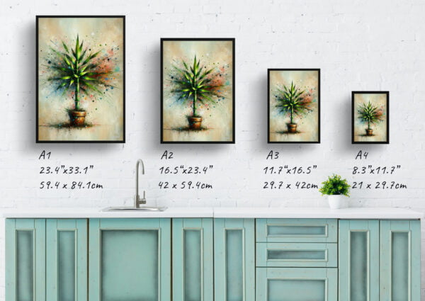 oil whimsical home plants lucky bamboodracaena sanderiana print size comparison