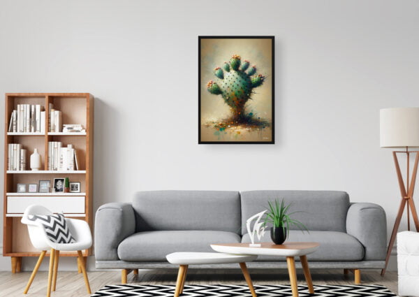 oil whimsical home plants prickly pear cactusopuntia office