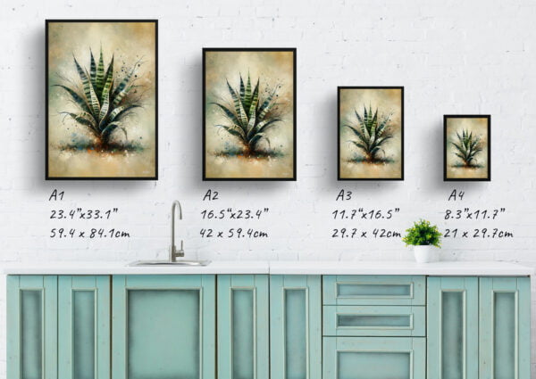 oil whimsical home plants snake plantdracaena trifasciata print size comparison