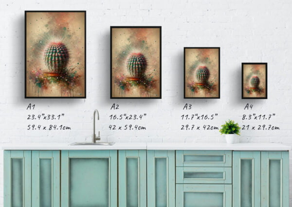 oil whimsical home plants thimble cactusmammillaria gracilis fragilis print size comparison