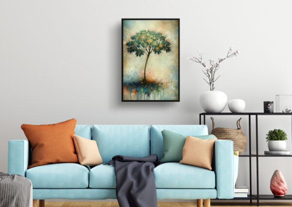 oil whimsical home plants umbrella plantschefflera actinophylla living room