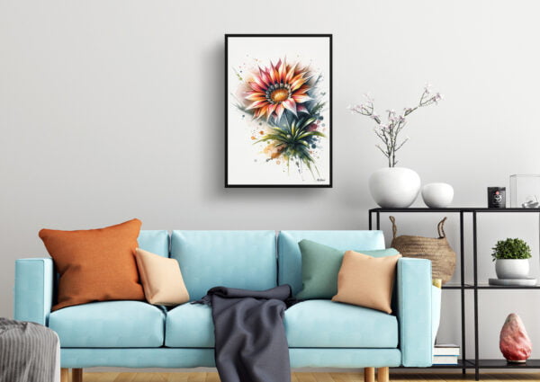 watercolour blotted flowers african daisiesgazania living room