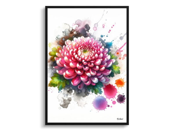 watercolour blotted flowers asteraceaechrysanthemum front view