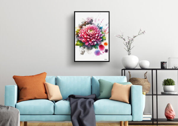 watercolour blotted flowers asteraceaechrysanthemum living room