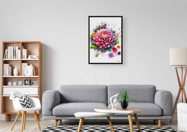 watercolour blotted flowers asteraceaechrysanthemum office