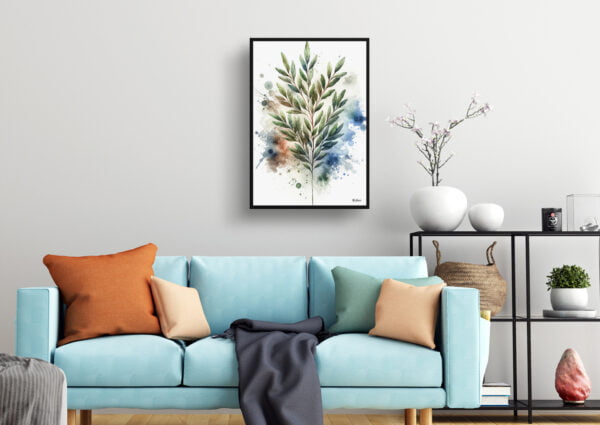 watercolour blotted flowers bay laurellaurus nobilisl living room