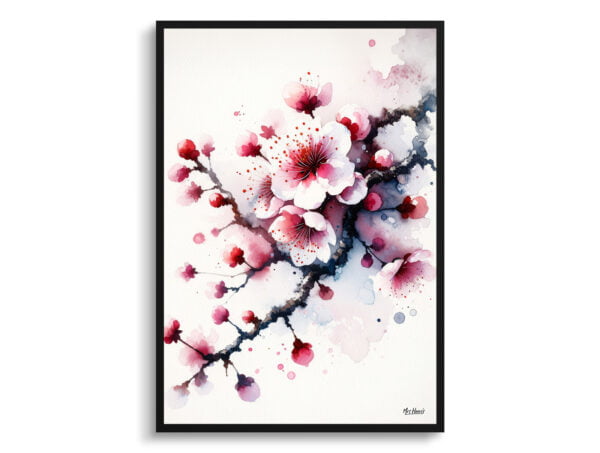 watercolour blotted flowers cherry blossomsakura front view