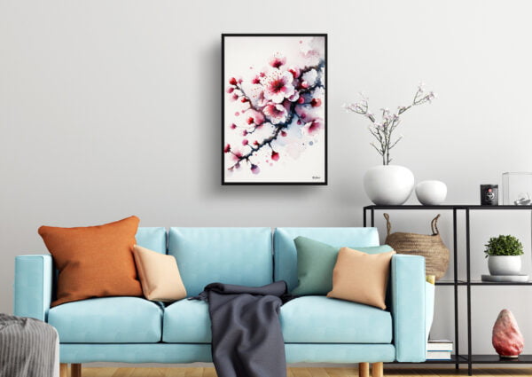 watercolour blotted flowers cherry blossomsakura living room