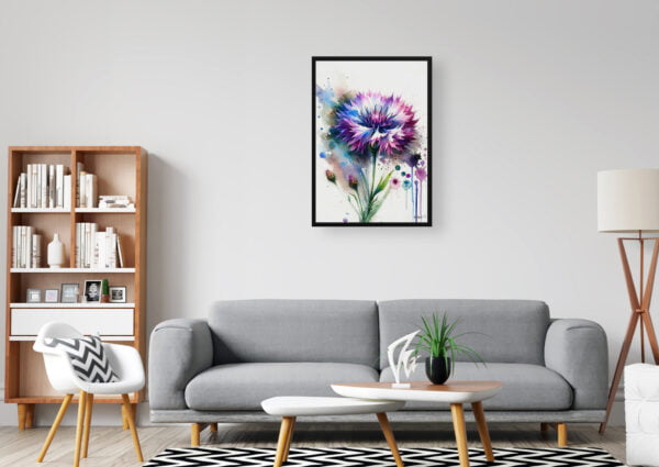 watercolour blotted flowers cornflowercentaurea cyanus office