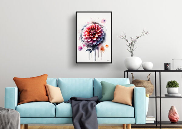 watercolour blotted flowers dahliaasteraceae living room