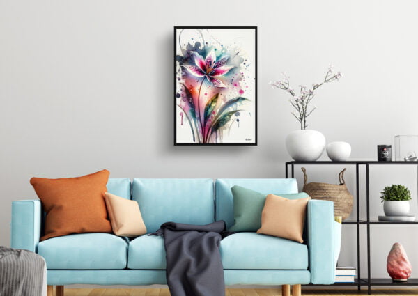 watercolour blotted flowers fawn lilieserythronium living room