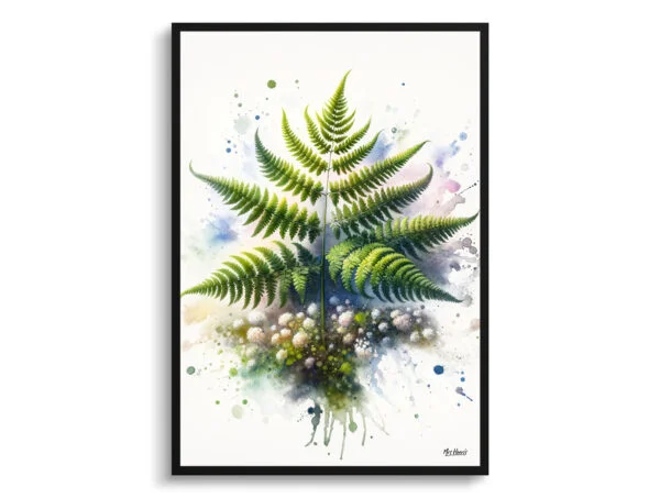 Five-fingered maidenhair fern (Adiantum pedatum) Watercolour Botanical Art Print - Blotted Painting Framed Plant Wall Art