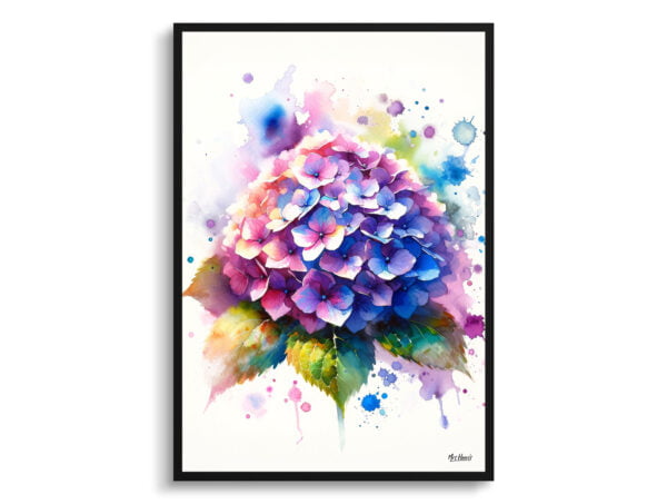 watercolour blotted flowers hortensiahydrangea front view