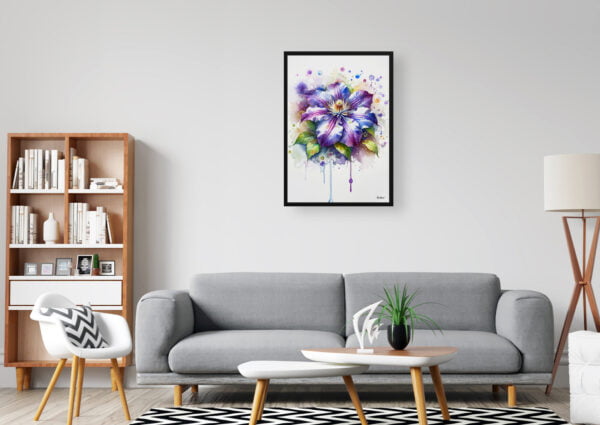 watercolour blotted flowers leather flowerclematis office