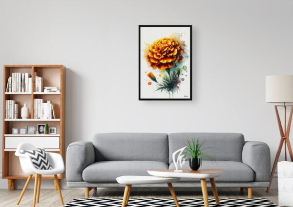 watercolour blotted flowers marigoldtagetes office