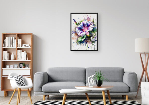 watercolour blotted flowers morning gloryipomoea purpurea office