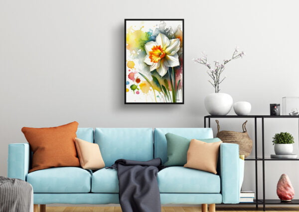 watercolour blotted flowers narcissus jonquildaffodil living room