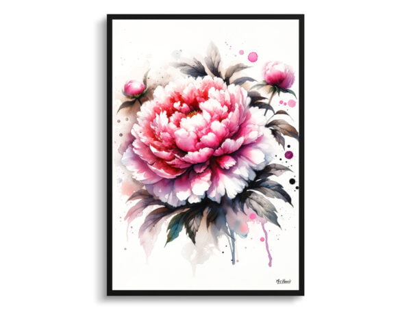 watercolour blotted flowers peonypaeonia front view