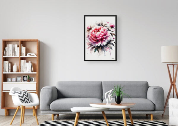 watercolour blotted flowers peonypaeonia office