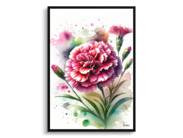 watercolour blotted flowers pinksdianthus front view