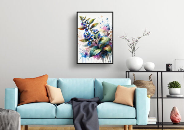 watercolour blotted flowers siberian buglossbrunnera macrophylla living room