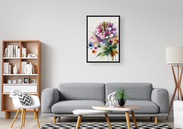 watercolour blotted flowers spider flowercleome office