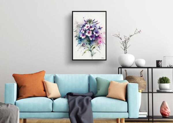 watercolour blotted flowers sweet rockethesperis matronalis living room