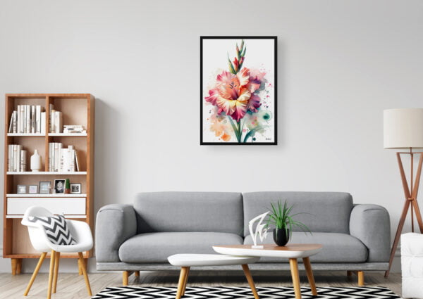 watercolour blotted flowers sword liliesgladiolus office