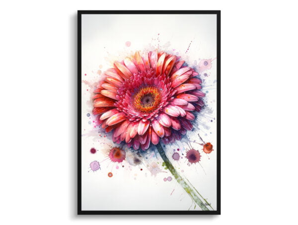 watercolour blotted flowers transvaal daisygerbera front view